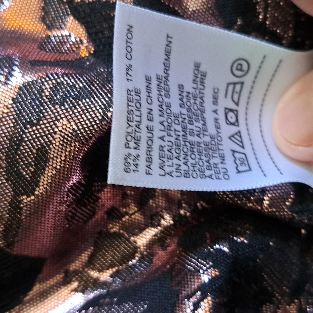 Laundry By Shelli Segal Black with Pink Metallic Floral Foil Dress, Size 6 - Picture 9 of 9